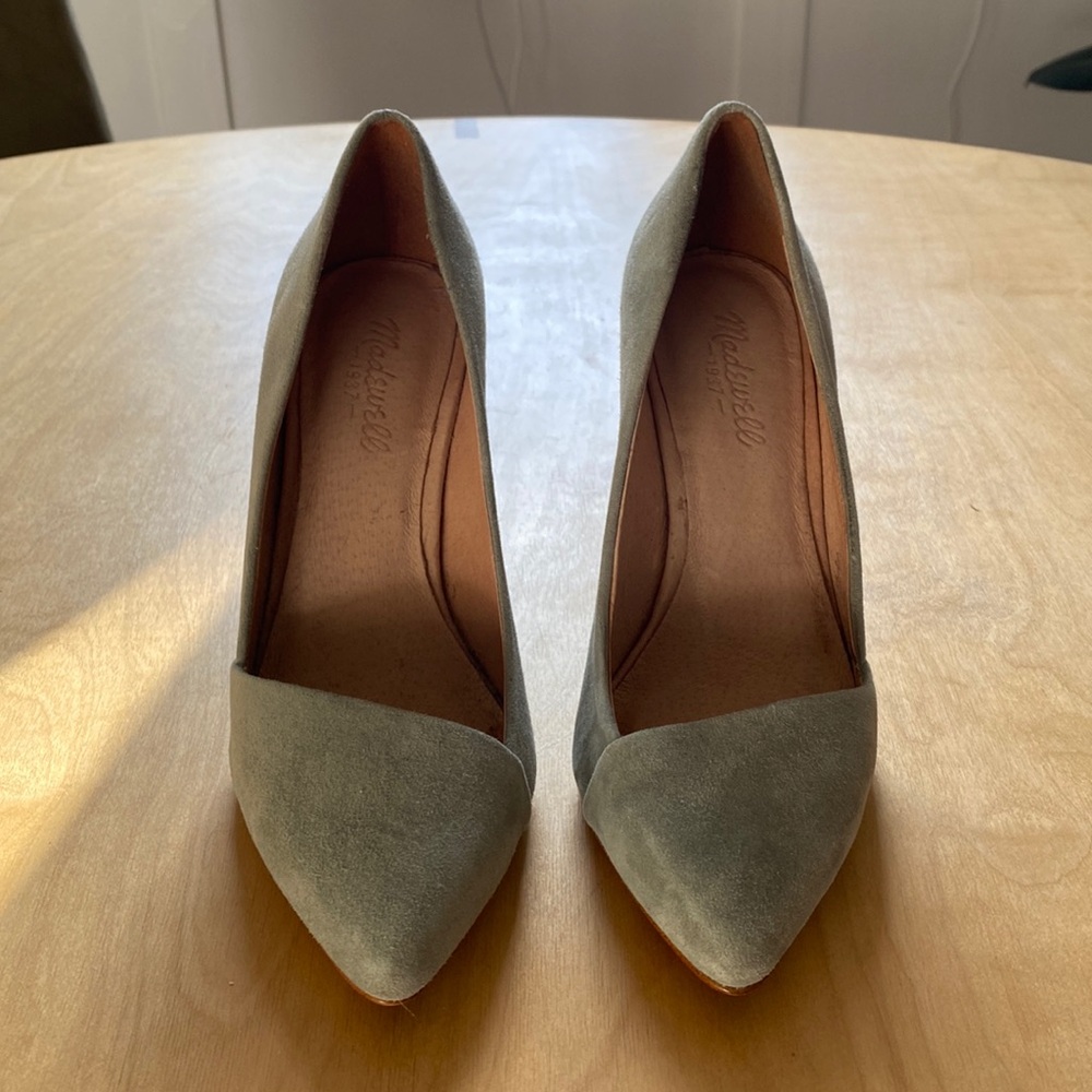 Madewell | The Mira Green Suede High-Heal Pump 8.5